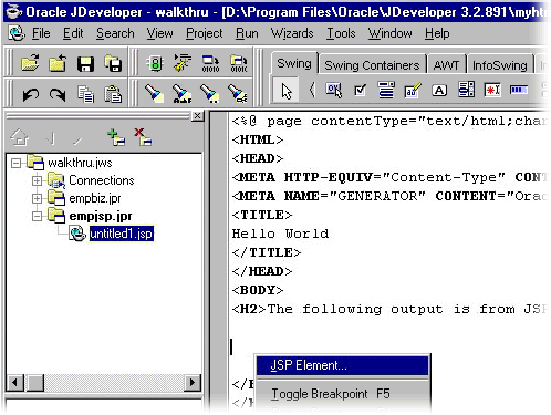 Jdeveloper building a JSP