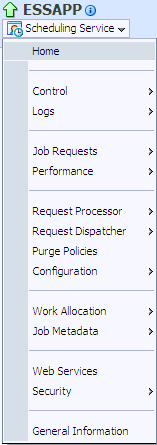 The Scheduling Service menu.