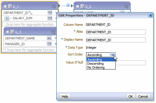 Properties dialog showing Sort Order list