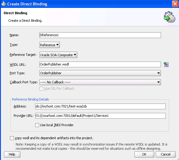 Create Direct Binding Dialog