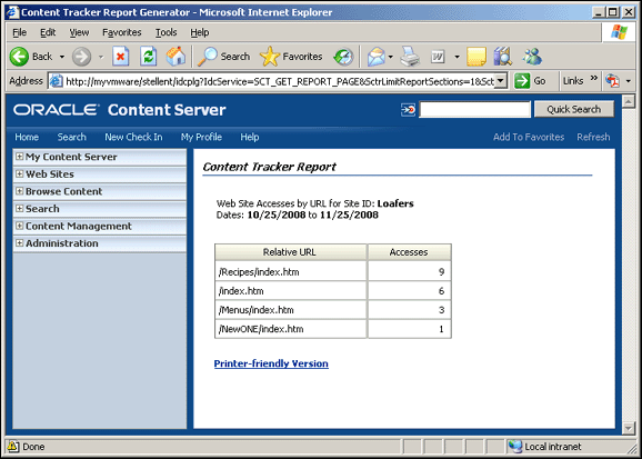 Content Tracker Report