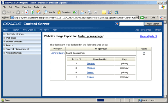 Site Usage Report