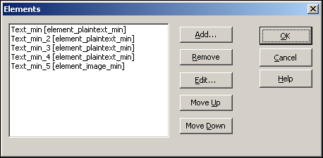 Element Selection dialog