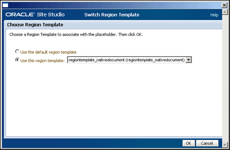 Switch Region Template dialog