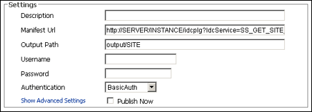 Publisher Settings (minimum)