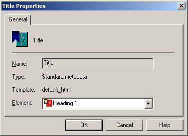 Element Setup - Metadata Properties Dialog