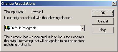 Element Setup - Change Rank Associations Dialog