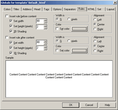 Rules Element Tab