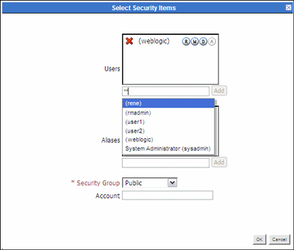 Surrounding text describes the Select Security Dialog.