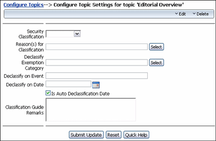 Text describes the Configure Topic Settings Page.