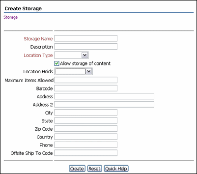 Surrounding text describes the Create Storage Page.