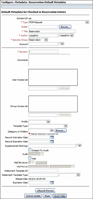 Surrounding text describes the Default Metadata Page.