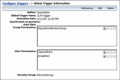 Surrounding text describes the Trigger Information Page.