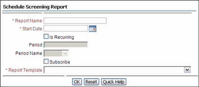 Text describes the Schedule Screening Report Page.