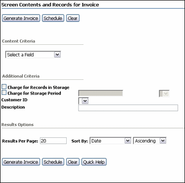 Surrounding text describes the Screen for Invoices Page.