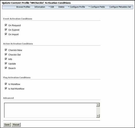 Text describes the Activation Conditions Page.