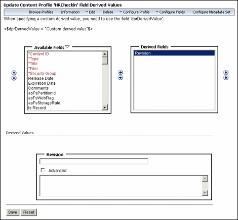 Text describes the Field Derived Value page.