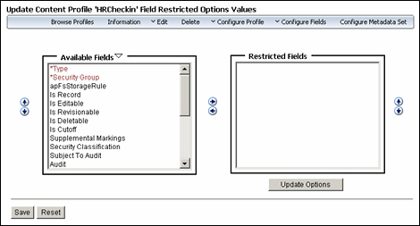 Text describes the Field Restricted Options Page.