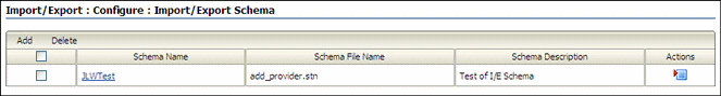 Text describes the Configure Import/Export Schema Page.