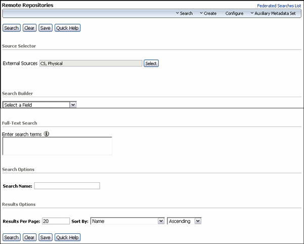 Surrounding text describes the Federated Query Builder Page.