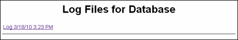 Surrounding text describes Log Files for Database screen.