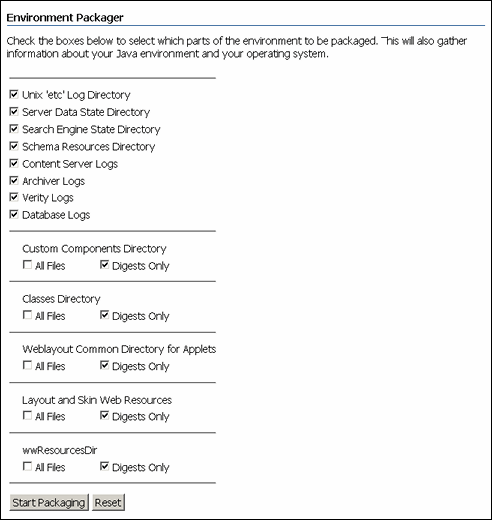 Surrounding text describes Environment Packager screen.