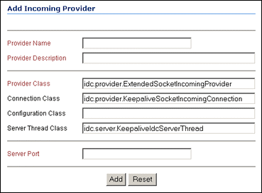 Add Incoming Provider screen for keepalivesocket