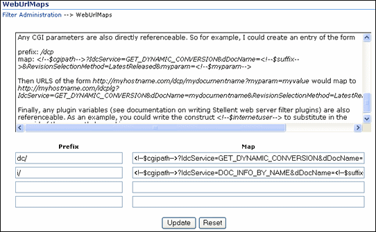 Surrounding text describes WebUrlMaps screen.