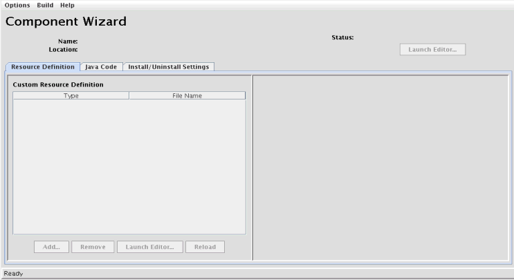 This figure shows the Component Wizard interface screen.