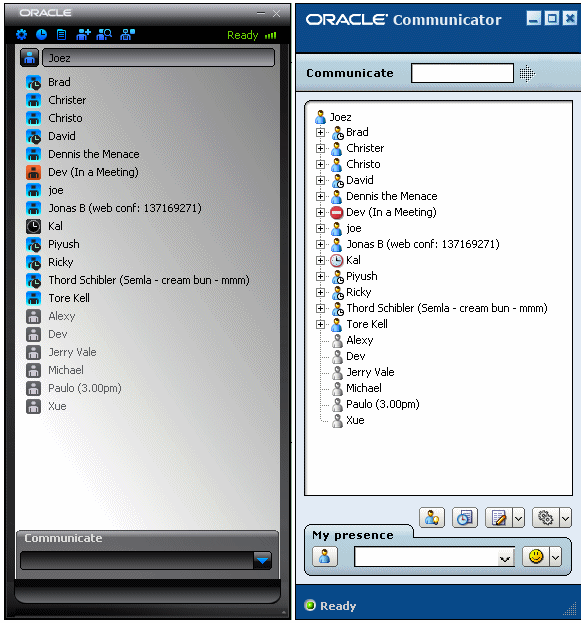 Oracle Communicator Main window