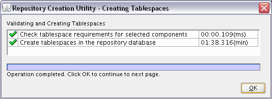 validating and creating tablespaces