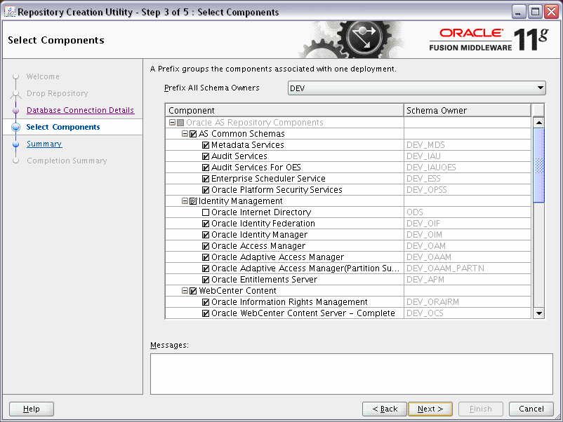 rcu select components screen