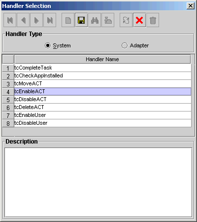 Handler Selection Window