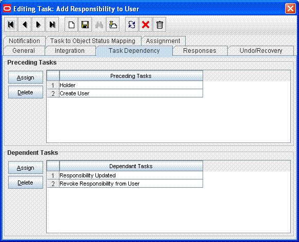 Holder task and the Add Responsibility to User task