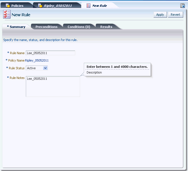 The Rule Summary tab is shown.