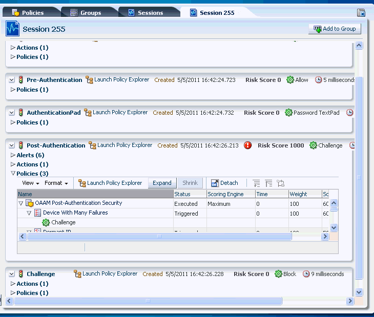 The score from sessions is shown.