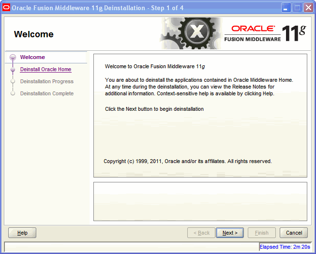 Welcome screen