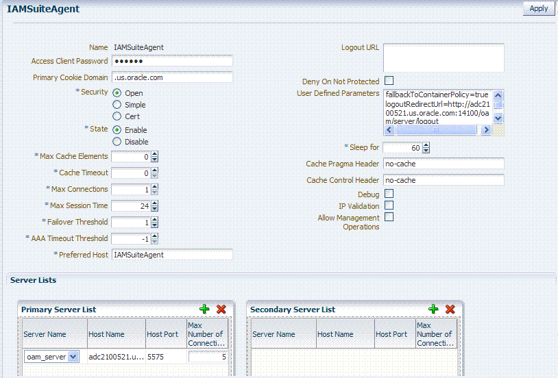 Expanded OAM 10g Webgate Page