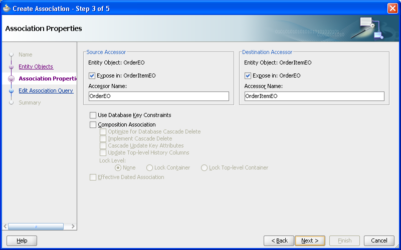 Image shows step 4 of the Association Properties page