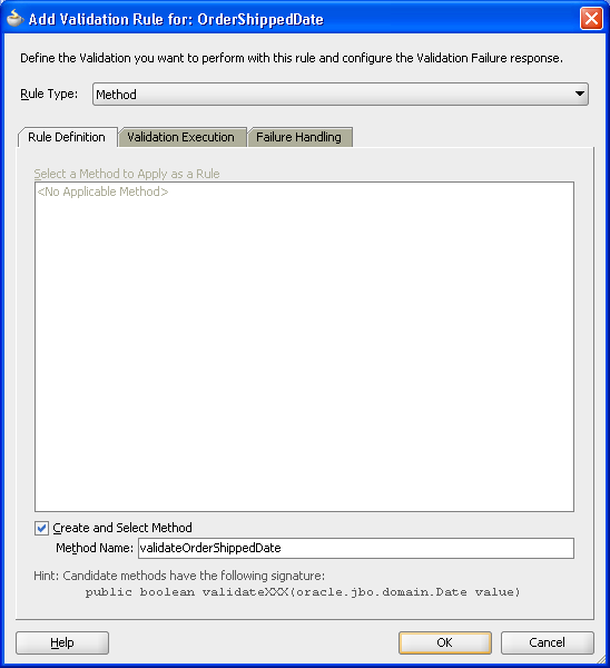 Image of Add Validation Rule dialog