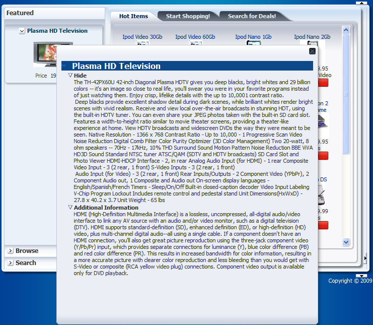 FOD product details dialog