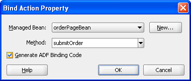 Bind Action Property dialog.