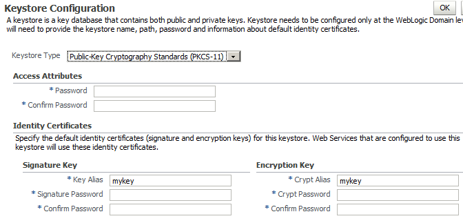 PKCS Keystore Configuration.