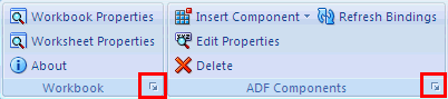 ADF Desktop Integration task pane launcher buttons