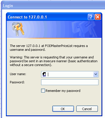 Basic authentication dialog box