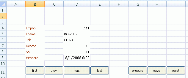 Using navigation buttons in a workbook.