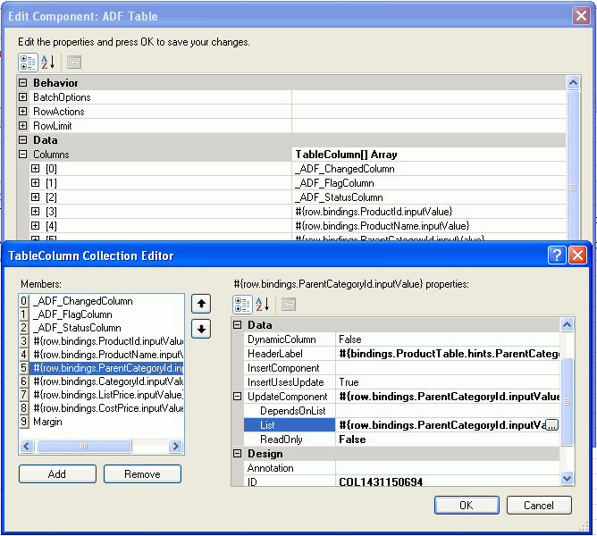 Table Component Column to Display a List of Values