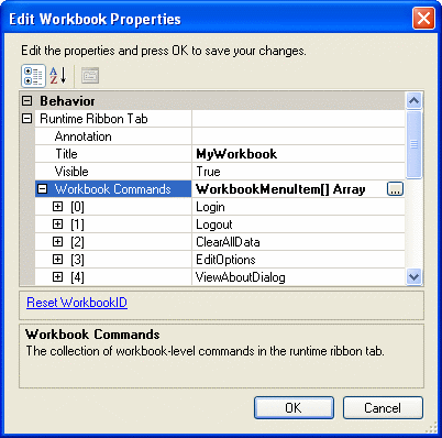 Workbook Properties for Runtime Ribbon tab