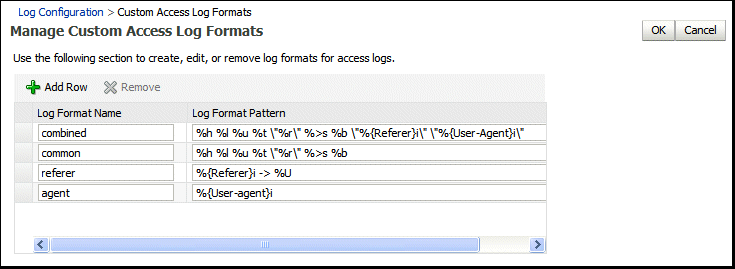 Access log format page