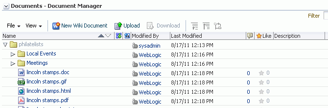 Document Manager Task Flow: Tree Table Layout